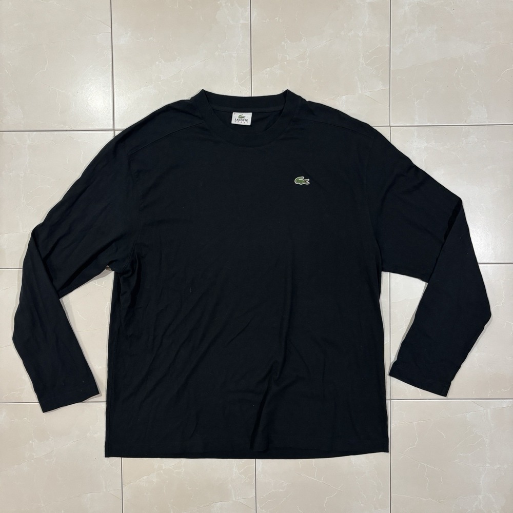 Lacoste Sport T Shirt Long Sleeve Black Men's Size 8 2XL Essential Basic Classic
